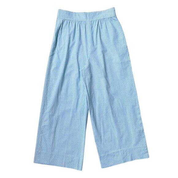 70s Vintage Highwaisted Stripe Culottes Crop Nautical Cotton Pants Side Button. - Picture 4 of 7